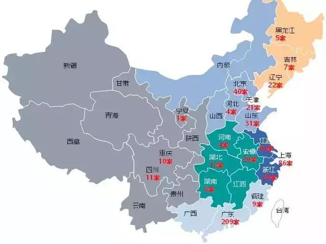 工业机器人系统集成商全国分布图